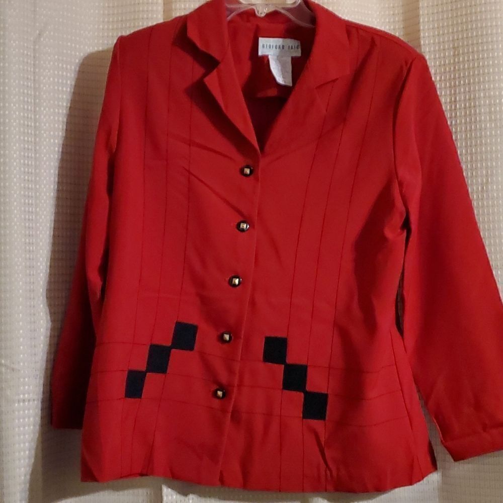 VINTAGE  Bedford Fair lifestyles blazer red black print16p